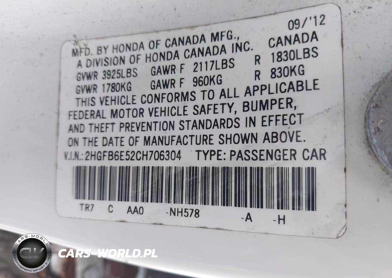 2012 Honda Civic Si VIN:2HGFB6E52CH706304 - 9