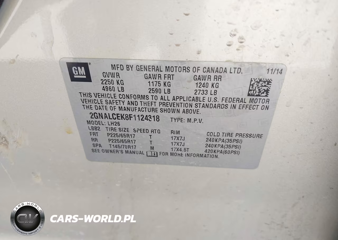 2015 Chevrolet Equinox 2Lt VIN:2GNALCEK8F1124318 - 9