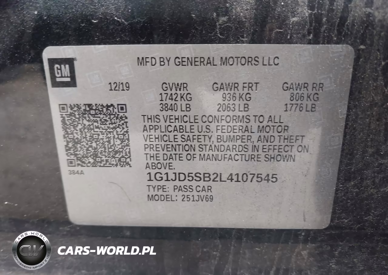 2020 Chevrolet Sonic Fwd Lt VIN:1G1JD5SB2L4107545 - 9