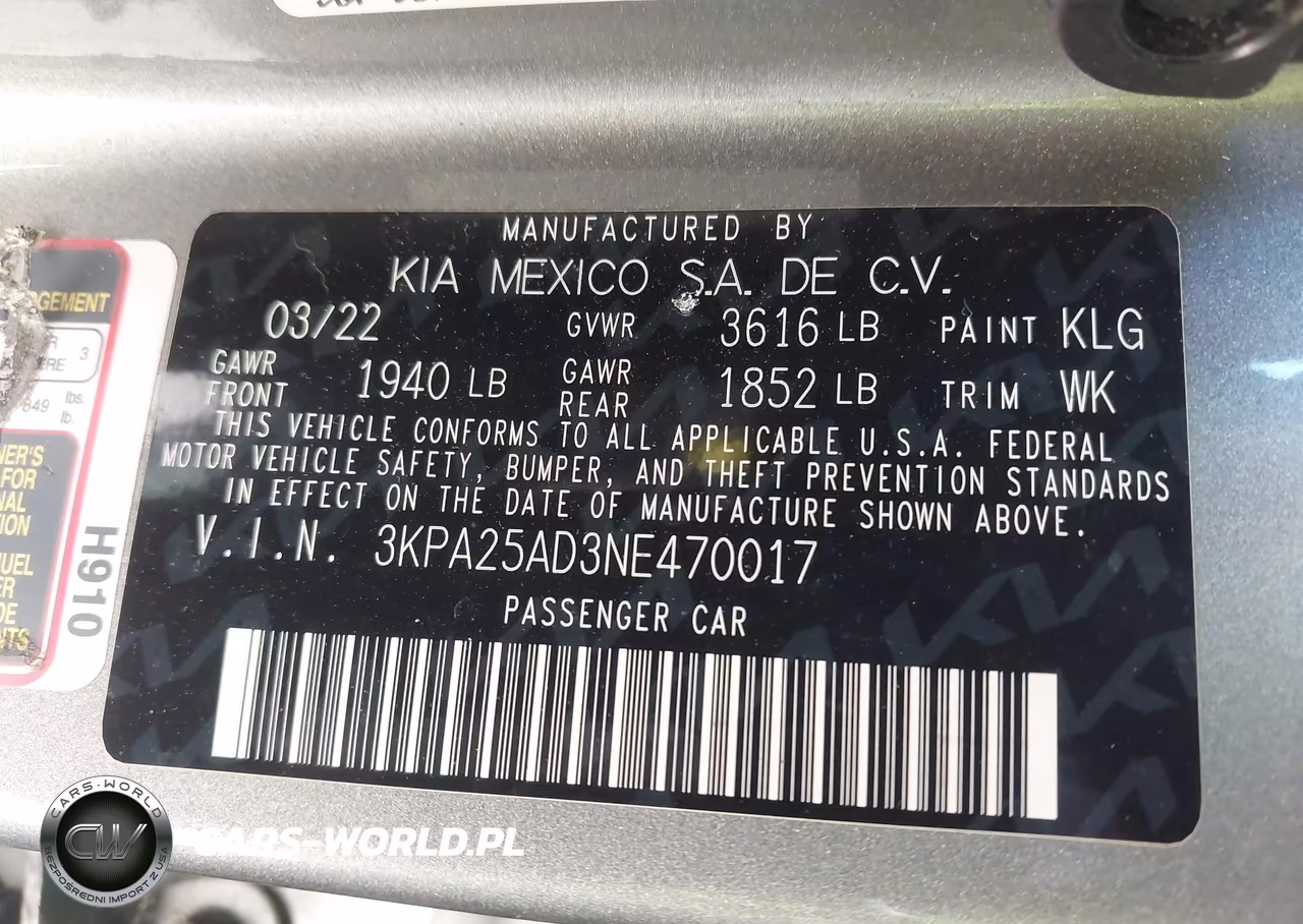 2022 Kia Rio 5-Door S VIN:3KPA25AD3NE470017 - 9