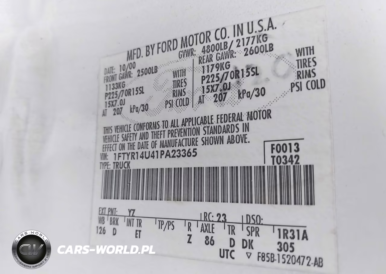 2001 Ford Ranger Edge-Xl-Xlt VIN:1FTYR14U41PA23365 - 9