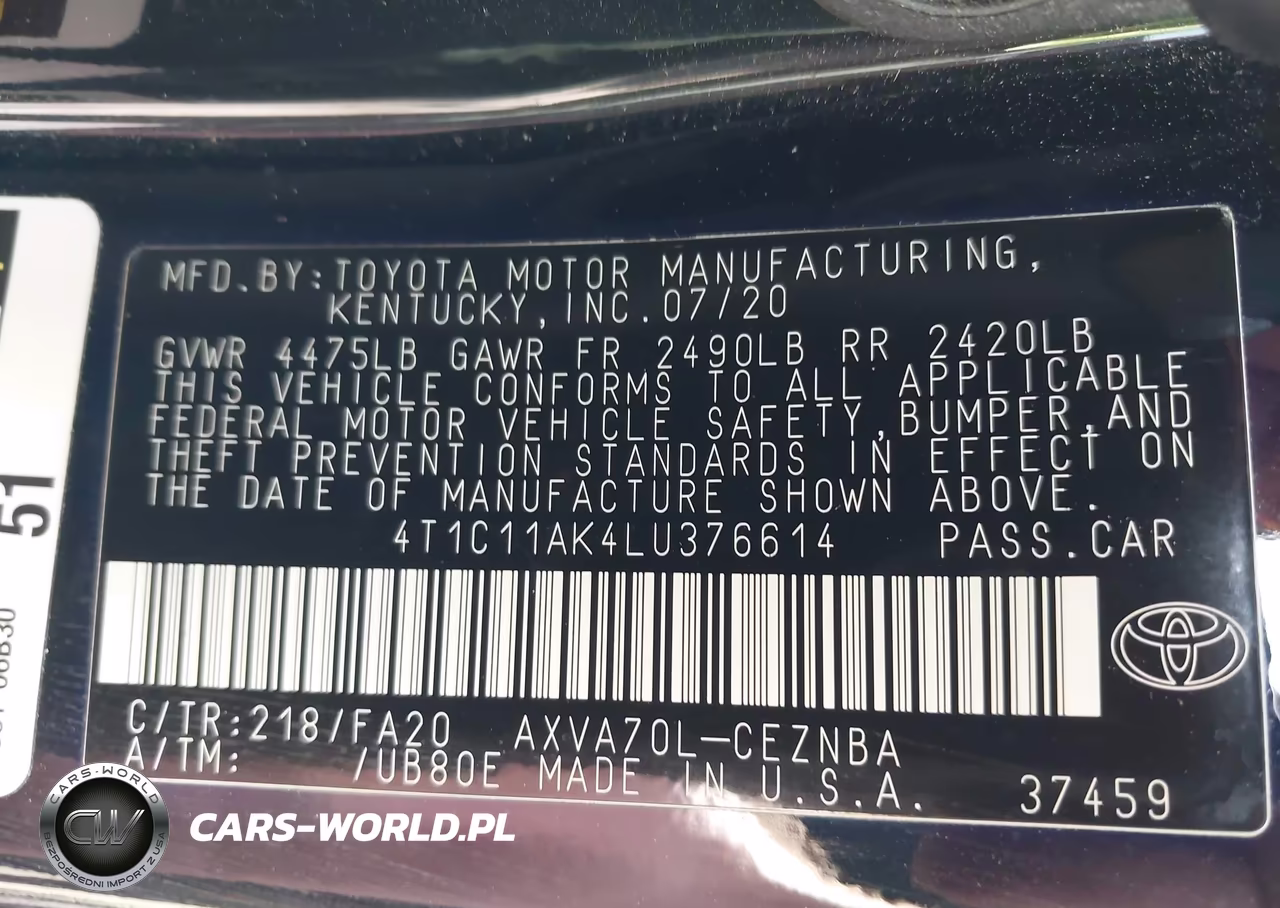 2020 Toyota Camry Le VIN:4T1C11AK4LU376614 - 9