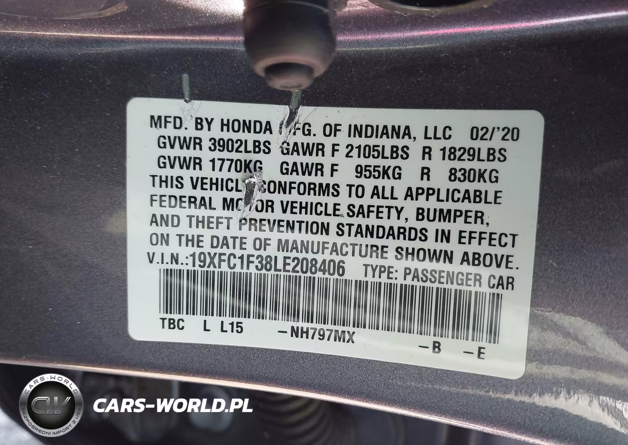 2020 Honda Civic Ex VIN:19XFC1F38LE208406 - 9