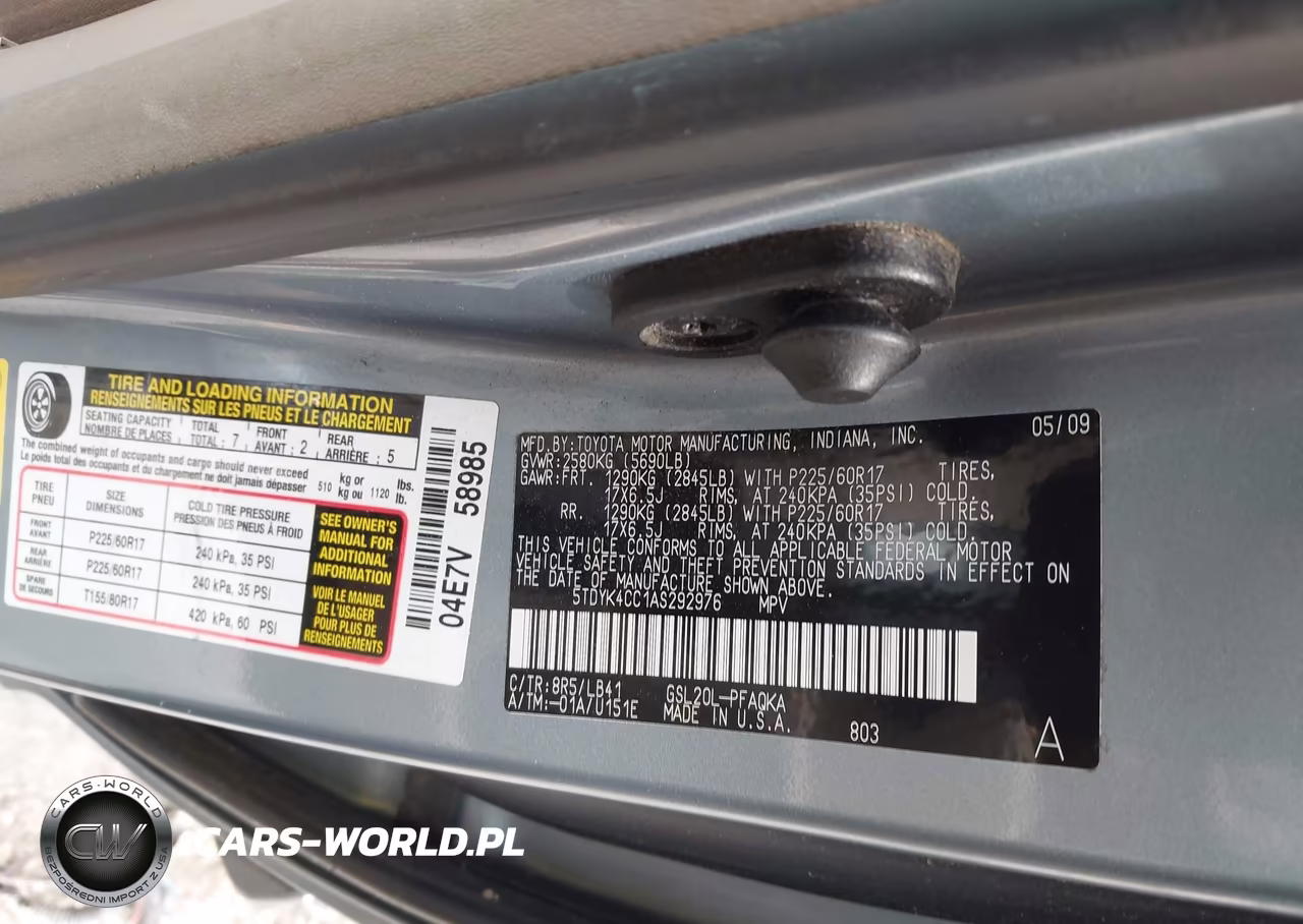 2010 Toyota Sienna Xle VIN:5TDYK4CC1AS292976 - 9