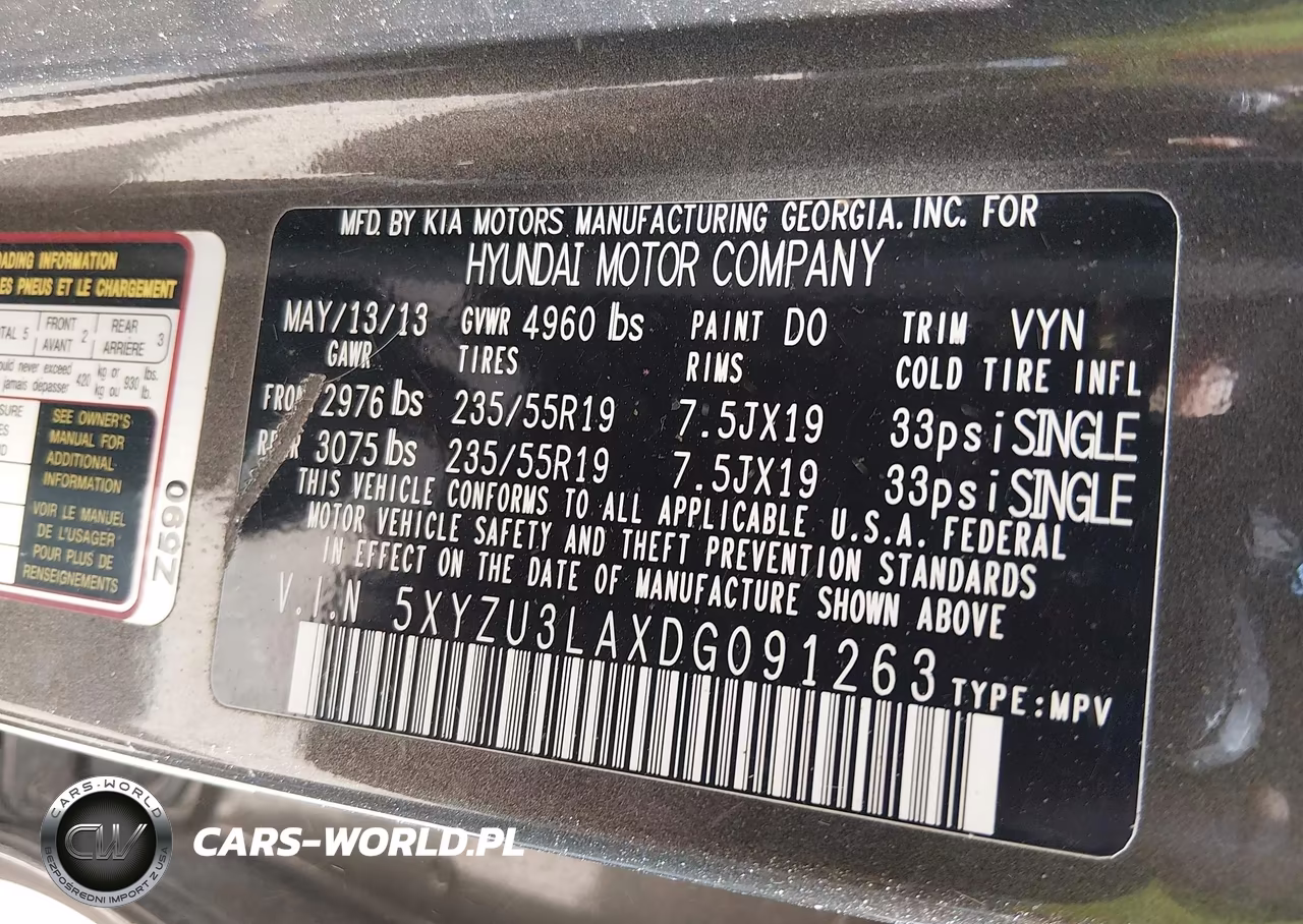 2013 Hyundai Santa Fe Sport 2.0T VIN:5XYZU3LAXDG091263 - 9