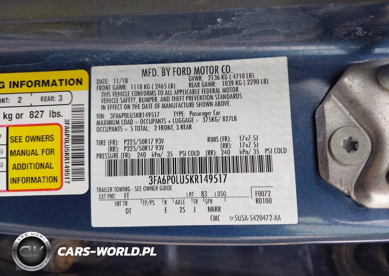2019 Ford Fusion Hybrid Se VIN:3FA6P0LU5KR149517 - 9