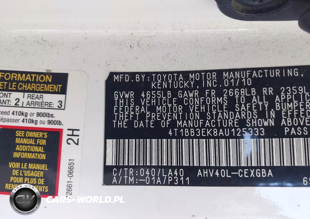 2010 Toyota Camry Hybrid VIN:4T1BB3EK8AU125333 - 9