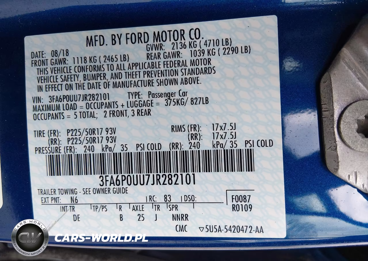 2018 Ford Fusion Hybrid S VIN:3FA6P0UU7JR282101 - 9