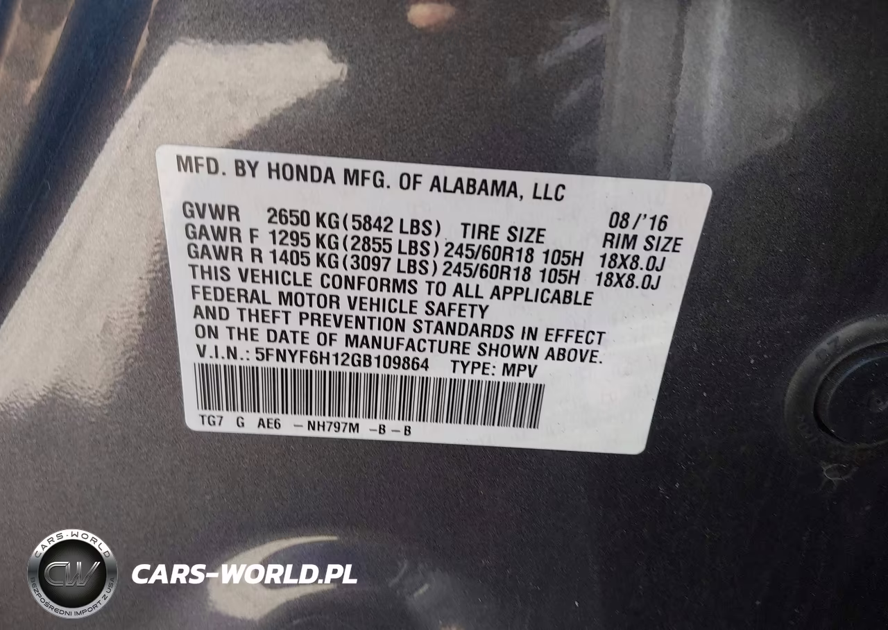 2016 Honda Pilot Lx VIN:5FNYF6H12GB109864 - 9