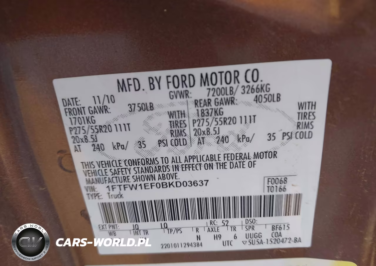 2011 Ford F-150 King Ranch VIN:1FTFW1EF0BKD03637 - 9