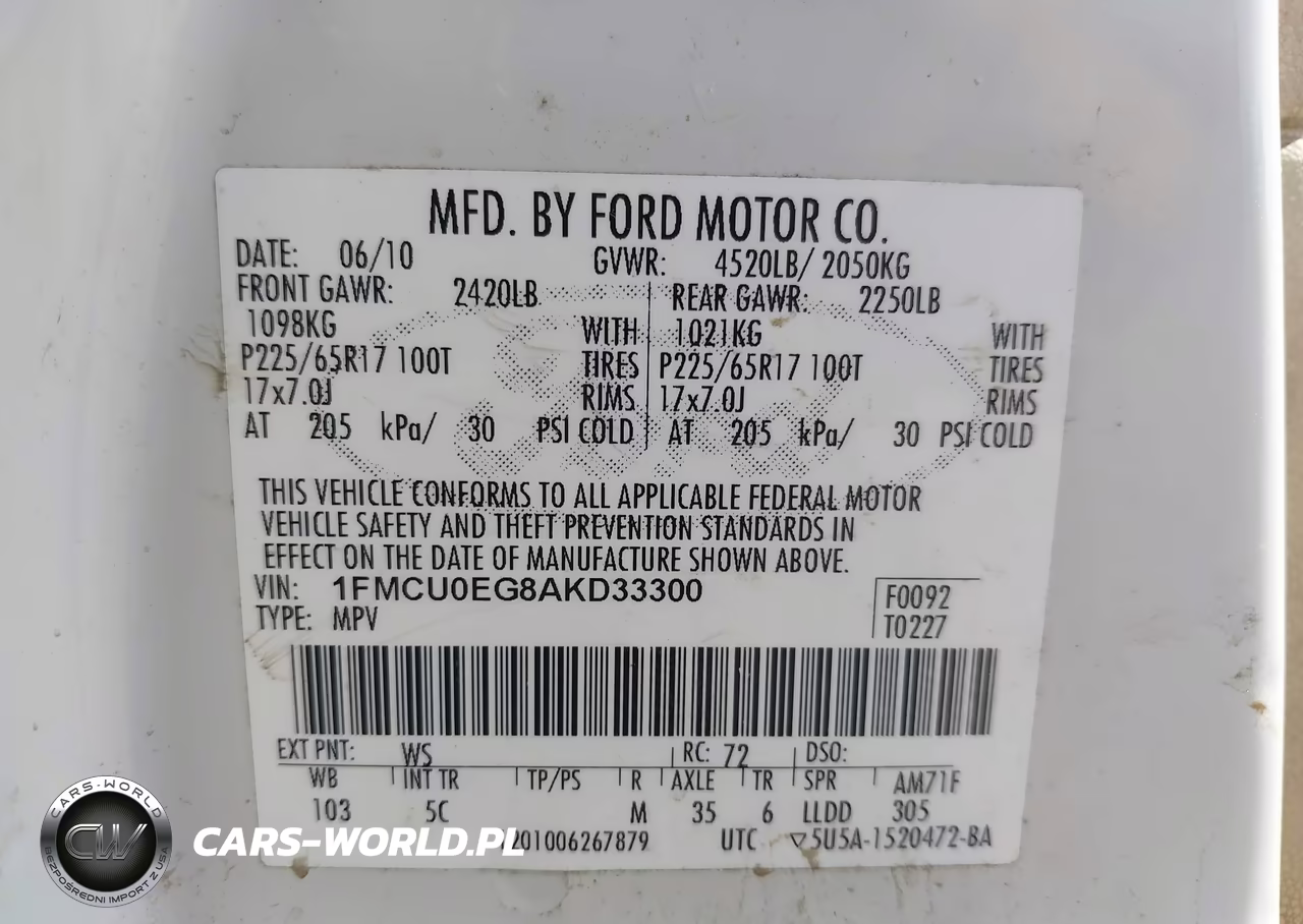 2010 Ford Escape Limited VIN:1FMCU0EG8AKD33300 - 9