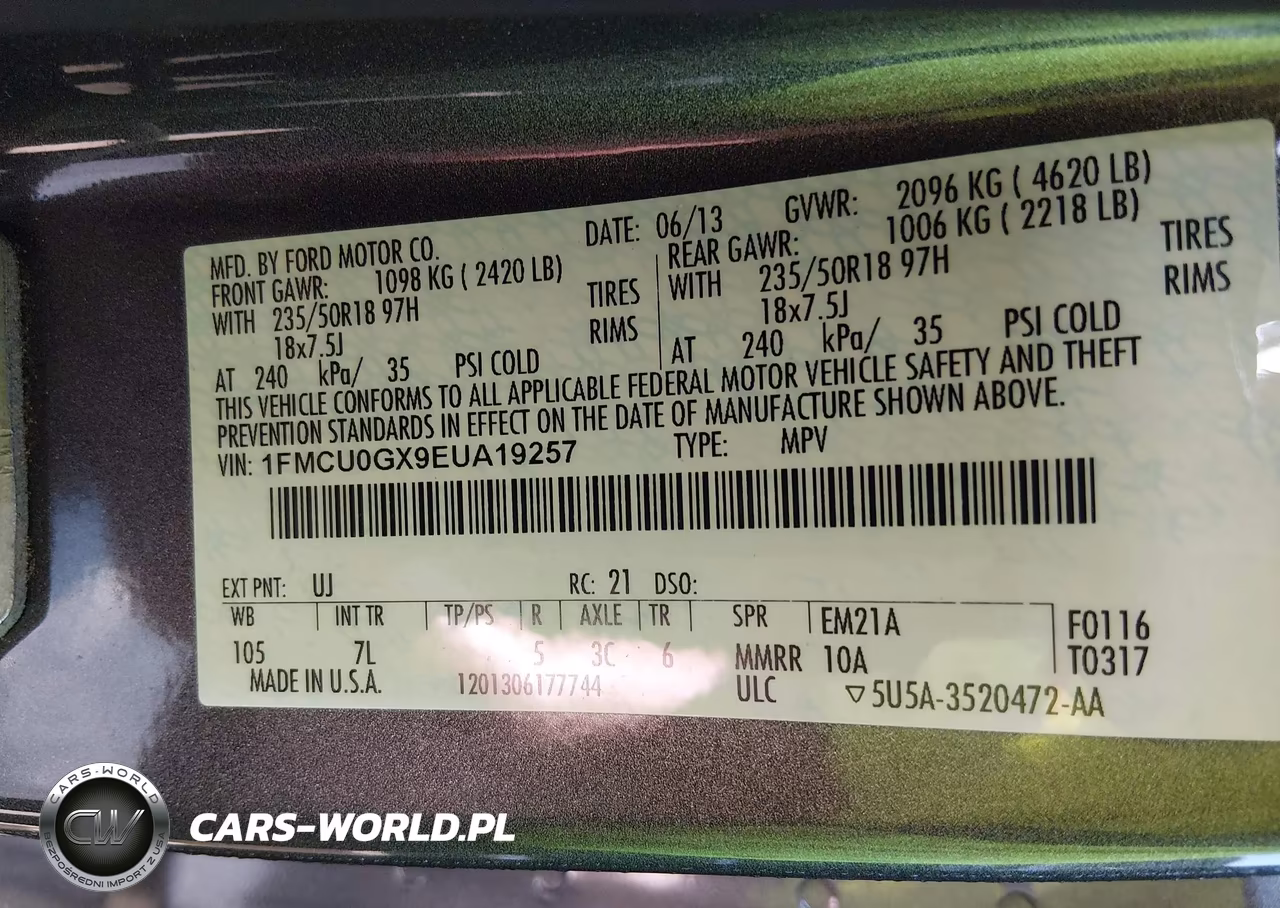 2014 Ford Escape Se VIN:1FMCU0GX9EUA19257 - 9
