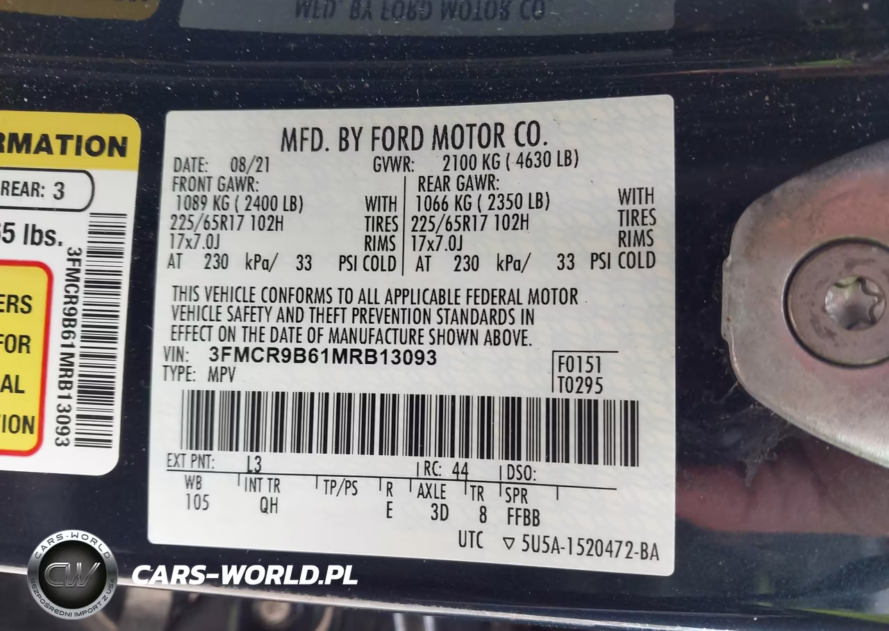 2021 Ford Bronco Sport Big Bend VIN:3FMCR9B61MRB13093 - 9