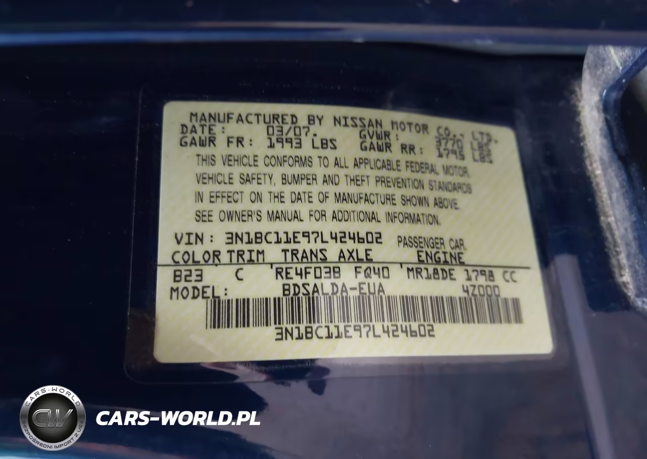2007 Nissan Versa 1.8S VIN:3N1BC11E97L424602 - 9