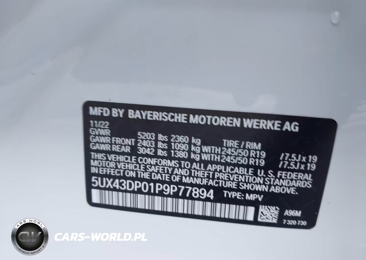 2023 BMW X3 Sdrive30I VIN:5UX43DP01P9P77894 - 9