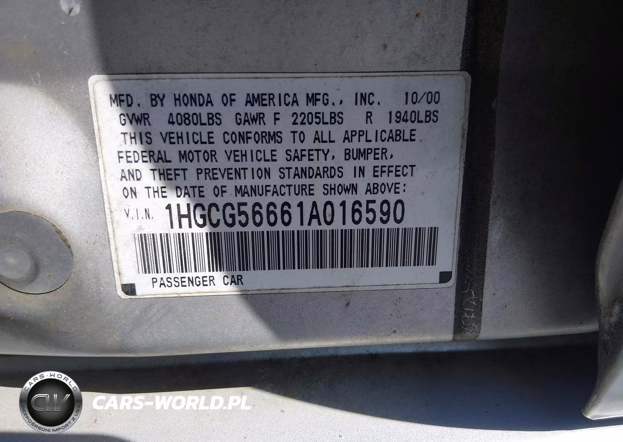 2001 Honda Accord 2.3 Ex VIN:1HGCG56661A016590 - 9