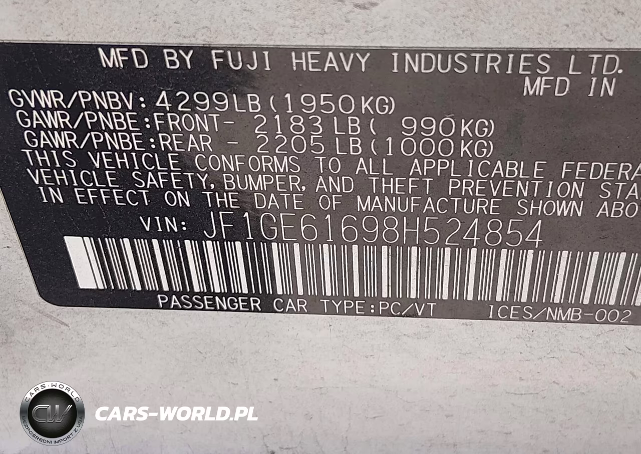 2008 Subaru Impreza 2.5I VIN:JF1GE61698H524854 - 9