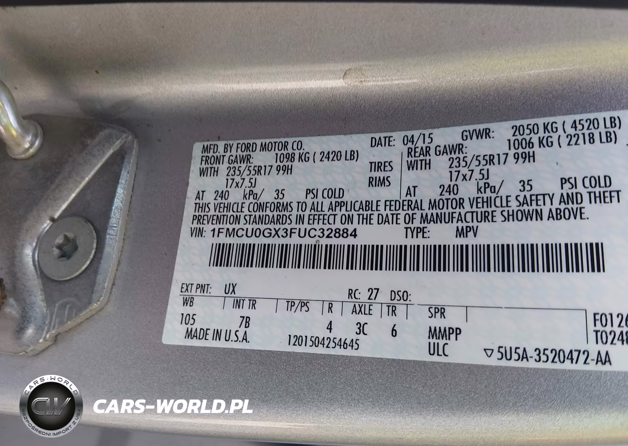 2015 Ford Escape Se VIN:1FMCU0GX3FUC32884 - 9