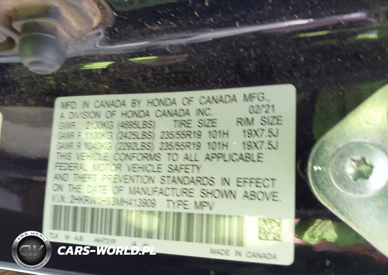 2021 Honda Cr-V 2Wd Touring VIN:2HKRW1H93MH413909 - 9