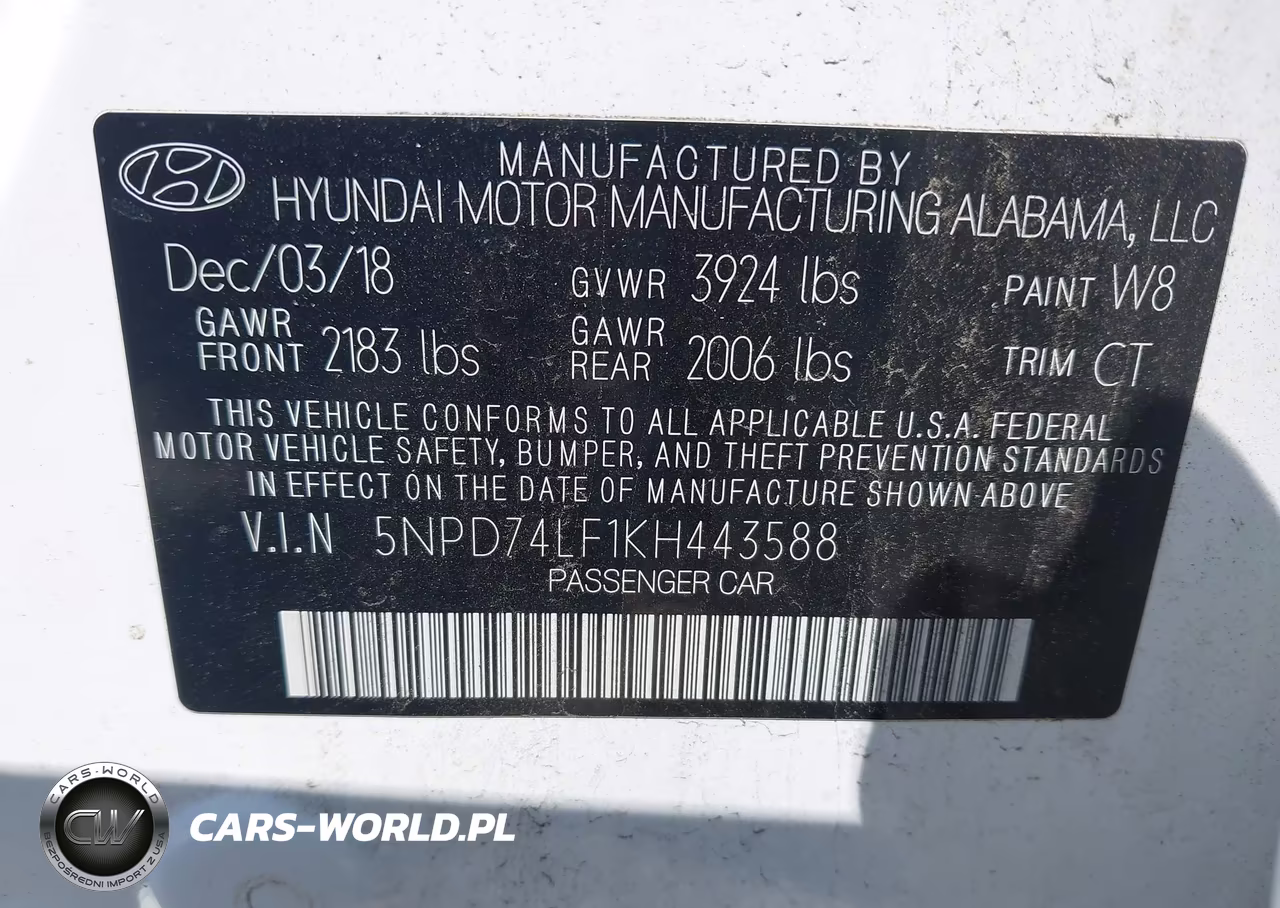 2019 Hyundai Elantra Se VIN:5NPD74LF1KH443588 - 9