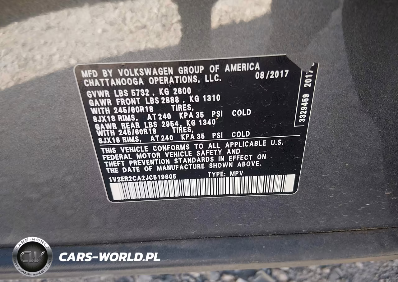 2018 Volkswagen Atlas 3.6L V6 Sel VIN:1V2ER2CA2JC519805 - 9