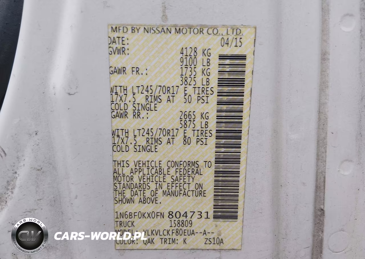 2015 Nissan Nv Cargo Nv2500 Hd S V6 VIN:1N6BF0KX0FN804731 - 9