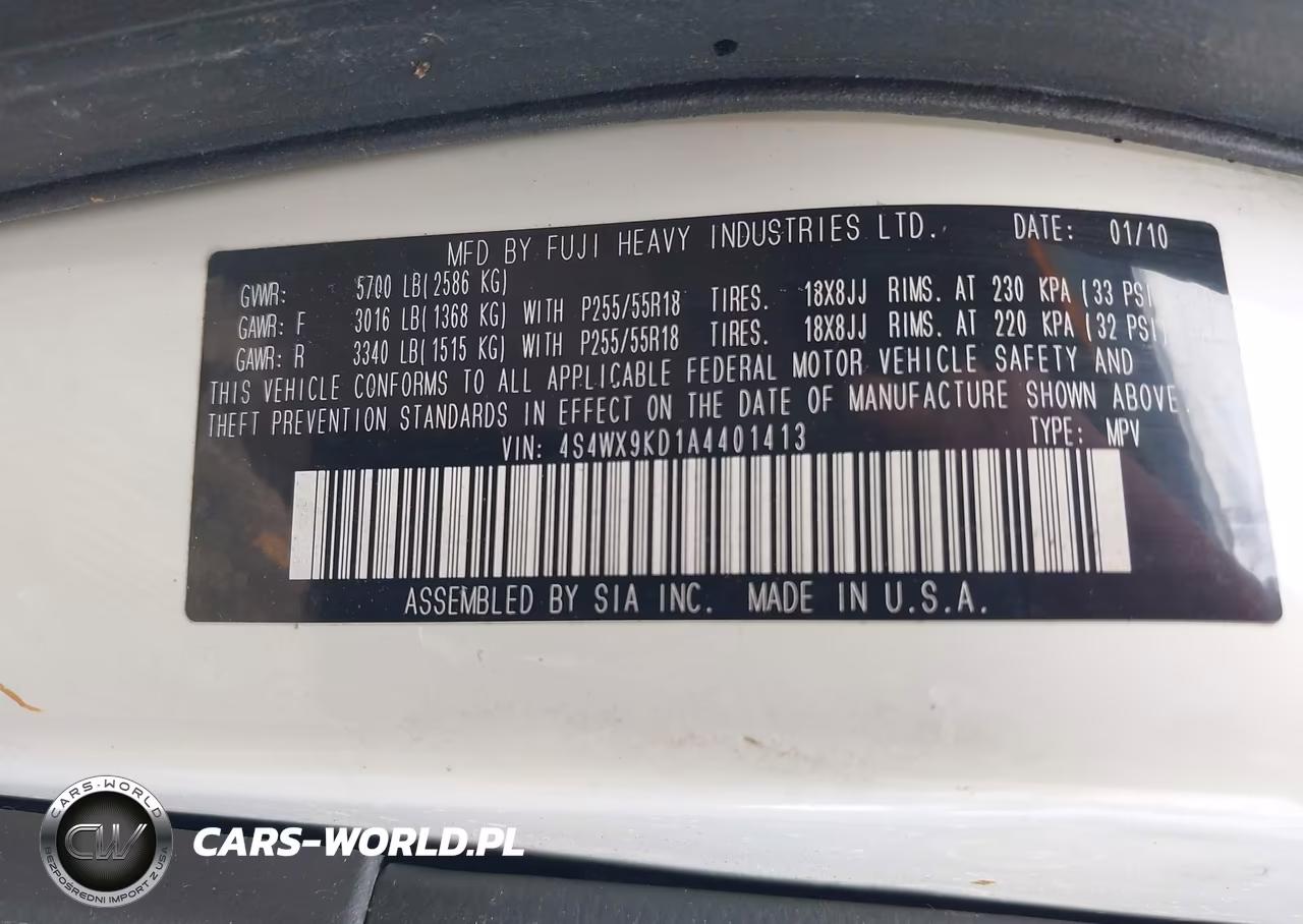 2010 Subaru Tribeca 3.6R Limited VIN:4S4WX9KD1A4401413 - 9