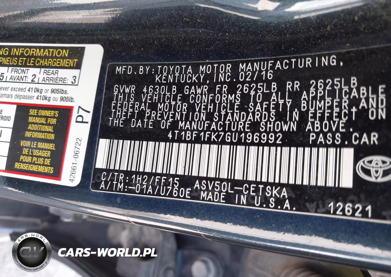 2016 Toyota Camry Se VIN:4T1BF1FK7GU196992 - 9