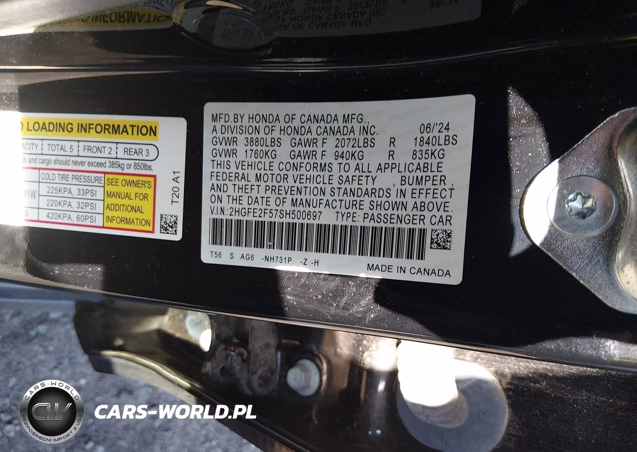 2025 Honda Civic Sport VIN:2HGFE2F57SH500697 - 9