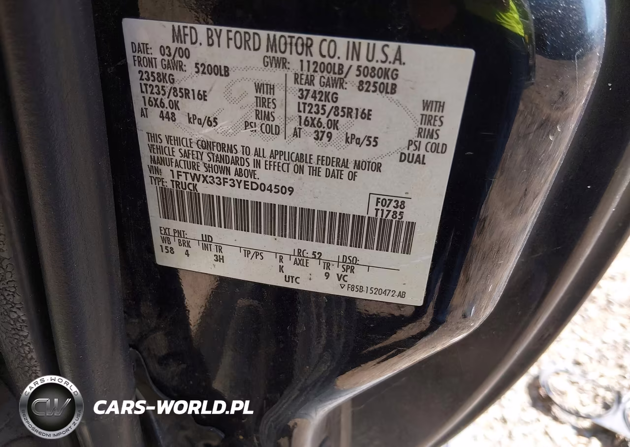 2000 Ford F-350 Lariat-Xl-Xlt VIN:1FTWX33F3YED04509 - 8