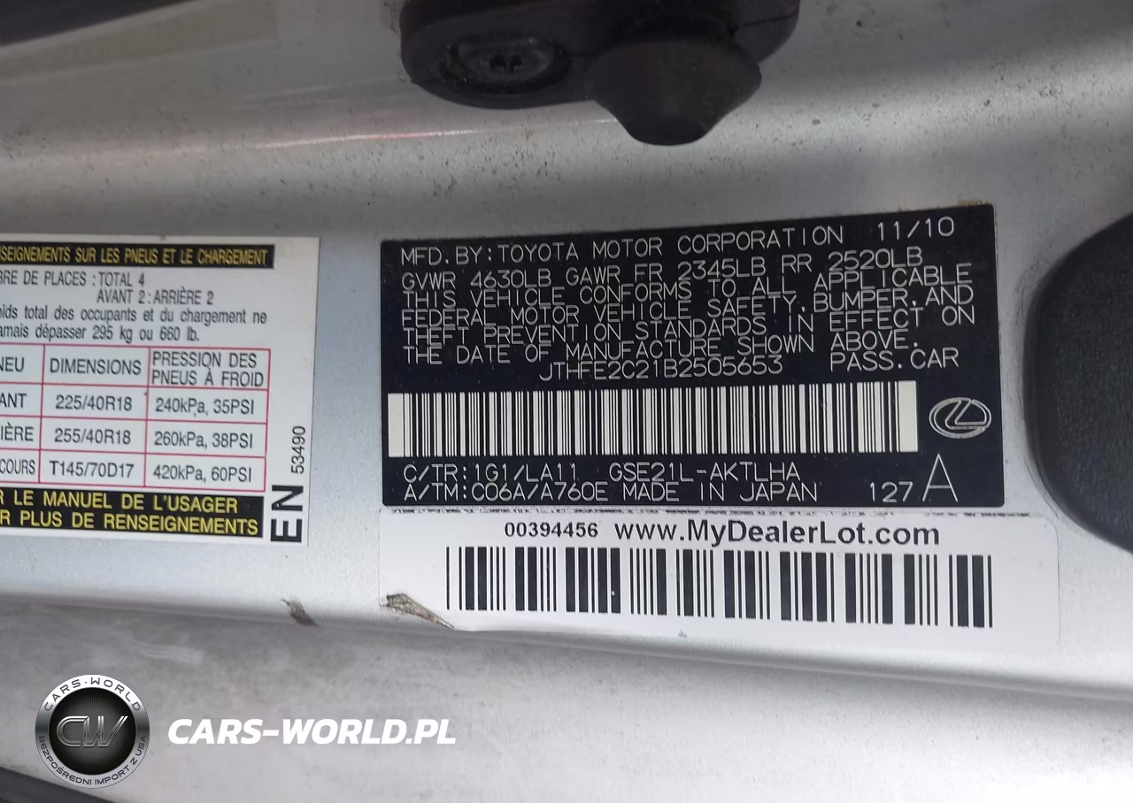 2011 Lexus Is 350C VIN:JTHFE2C21B2505653 - 9