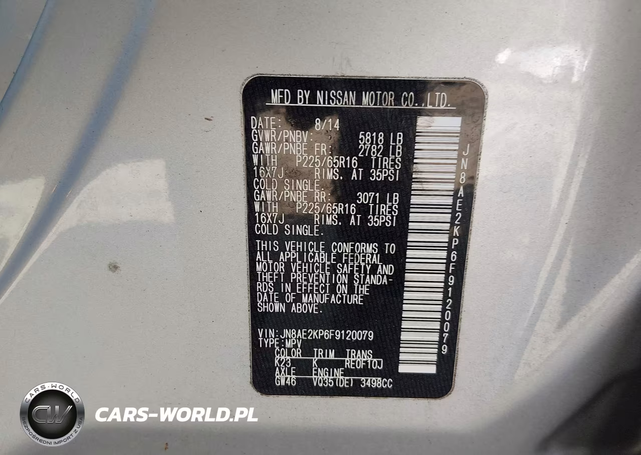 2015 Nissan Quest Sv VIN:JN8AE2KP6F9120079 - 9