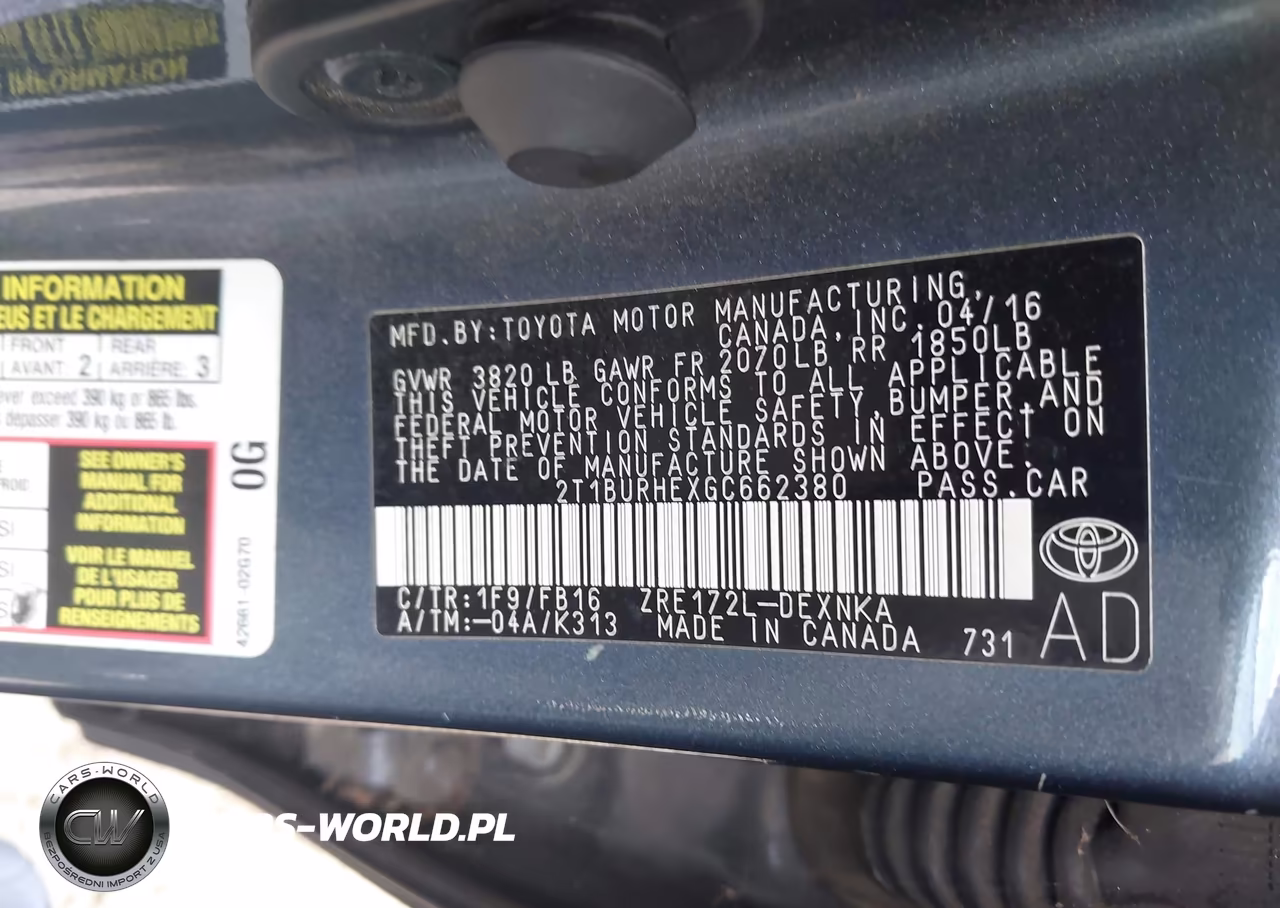 2016 Toyota Corolla Le VIN:2T1BURHEXGC662380 - 9