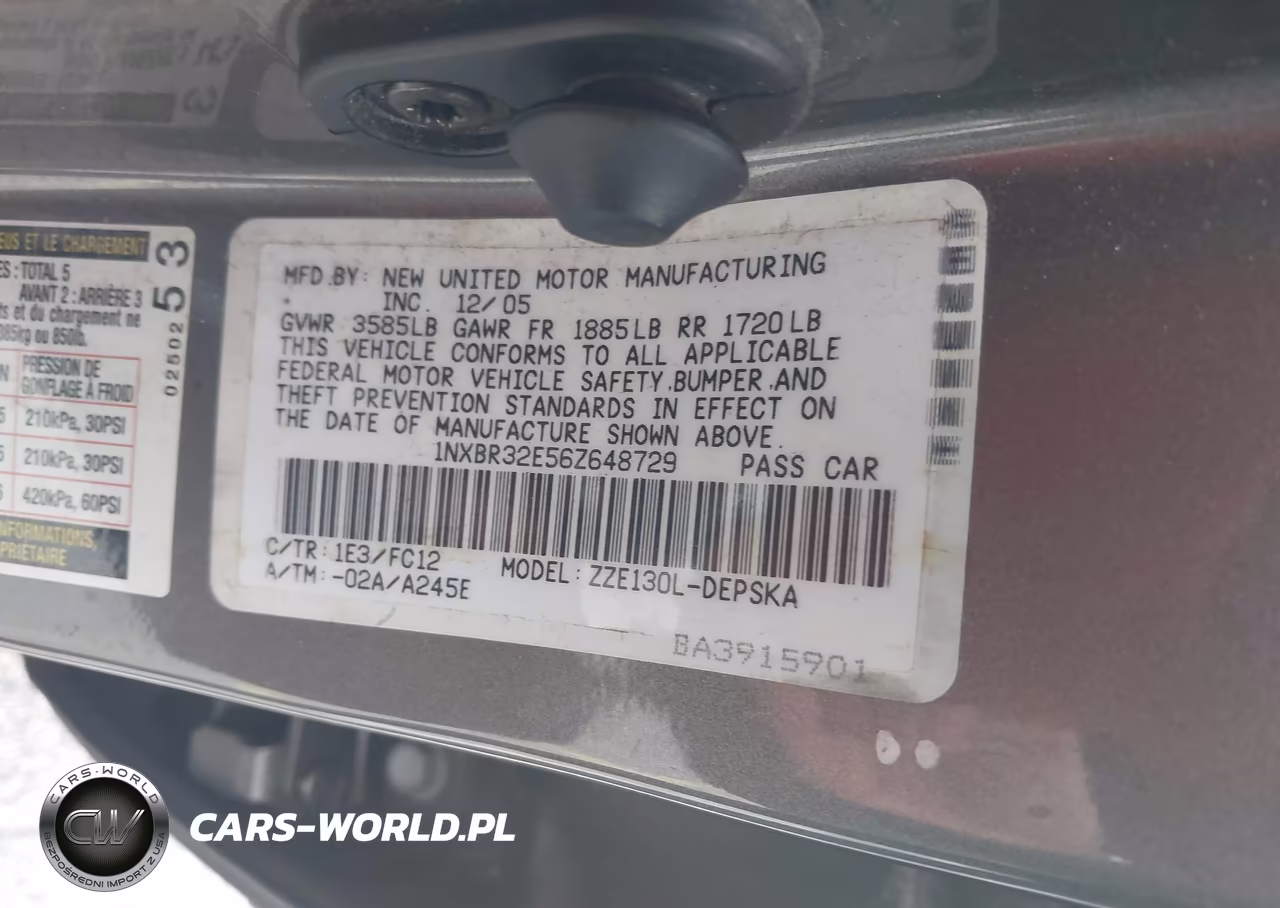 2006 Toyota Corolla S VIN:1NXBR32E56Z648729 - 9