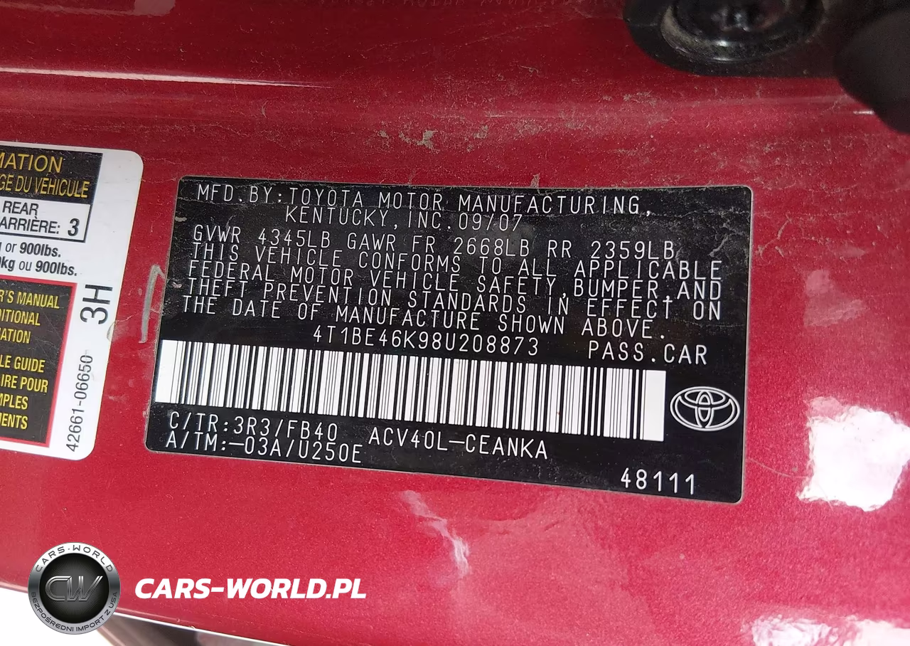 2008 Toyota Camry Le VIN:4T1BE46K98U208873 - 9