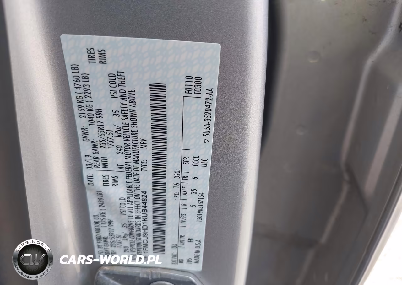 2019 Ford Escape Sel VIN:1FMCU9HD1KUB44824 - 9