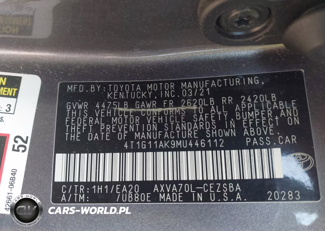 2021 Toyota Camry Se VIN:4T1G11AK9MU446112 - 9