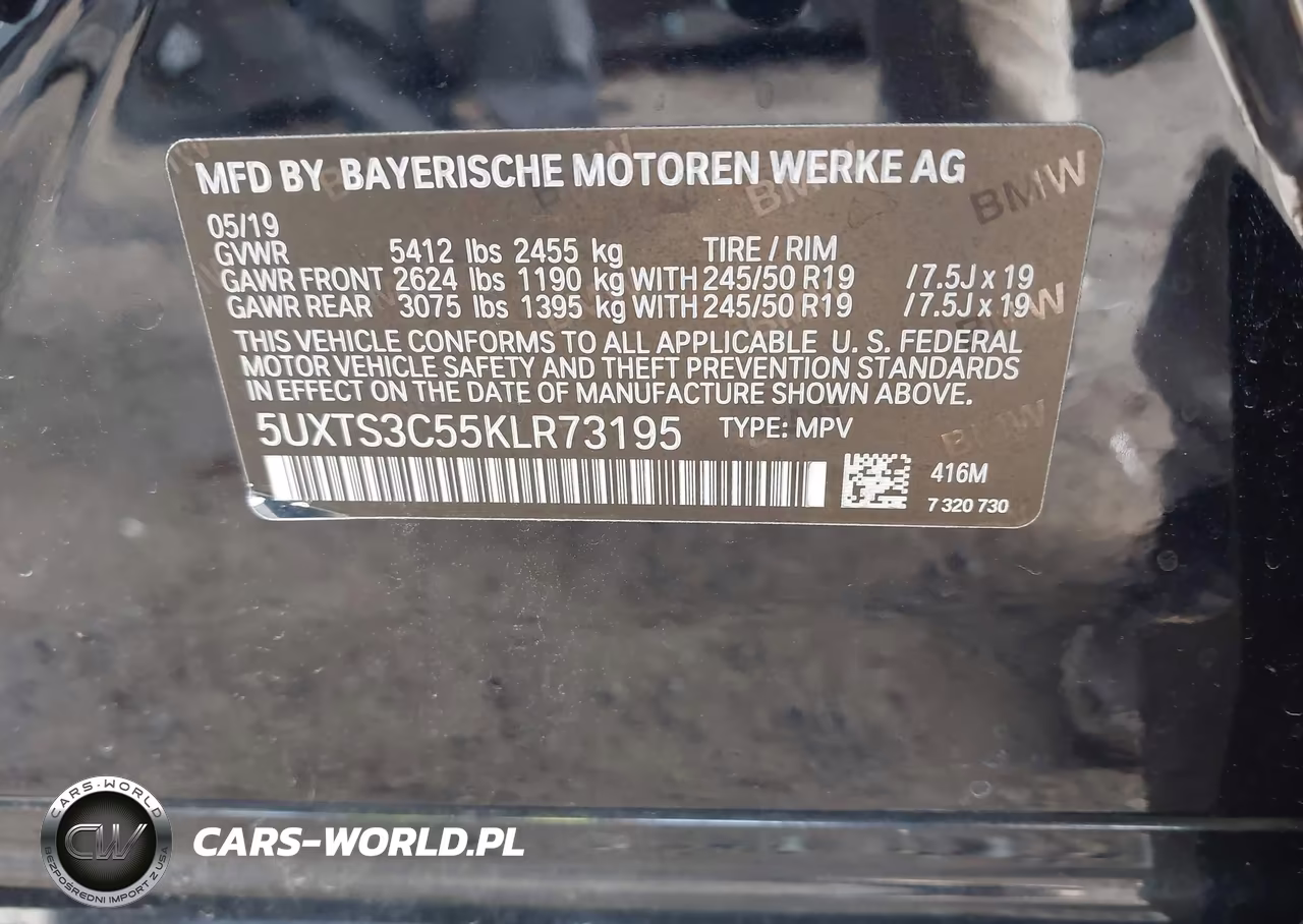 2019 BMW X3 M40I VIN:5UXTS3C55KLR73195 - 9