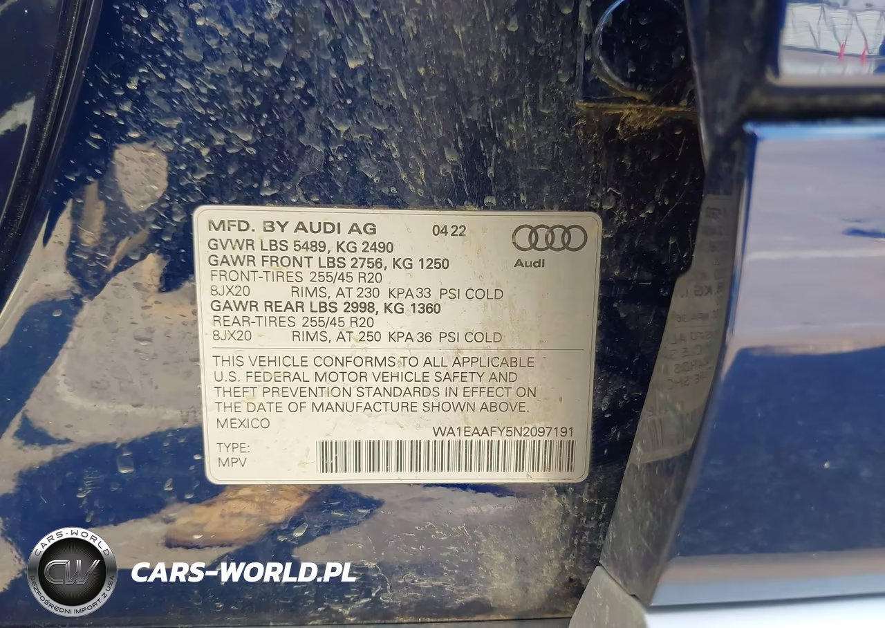 2022 Audi Q5 Premium Plus 45 Tfsi S Line Quattro S Tronic VIN:WA1EAAFY5N2097191 - 9