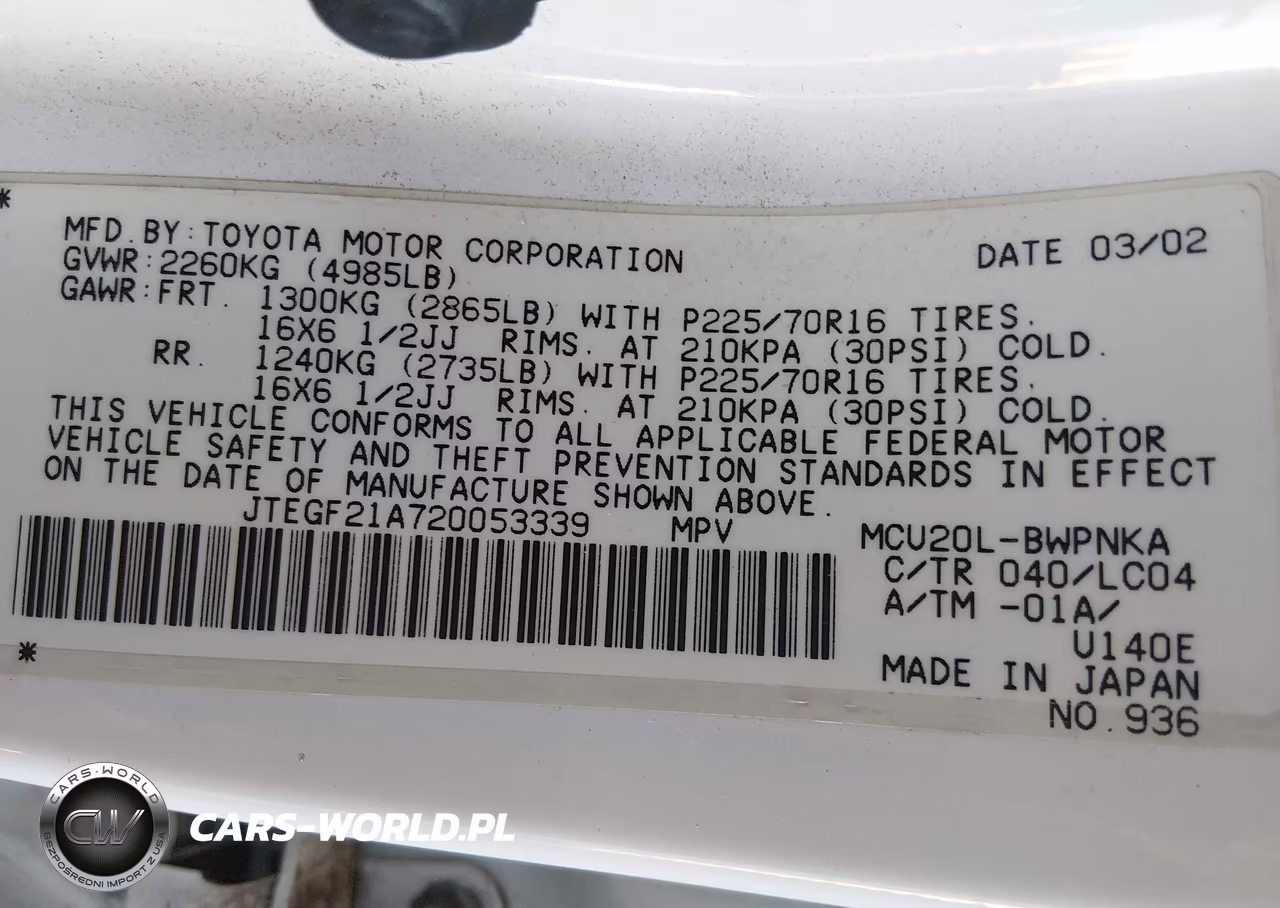2002 Toyota Highlander Limited V6 VIN:JTEGF21A720053339 - 9