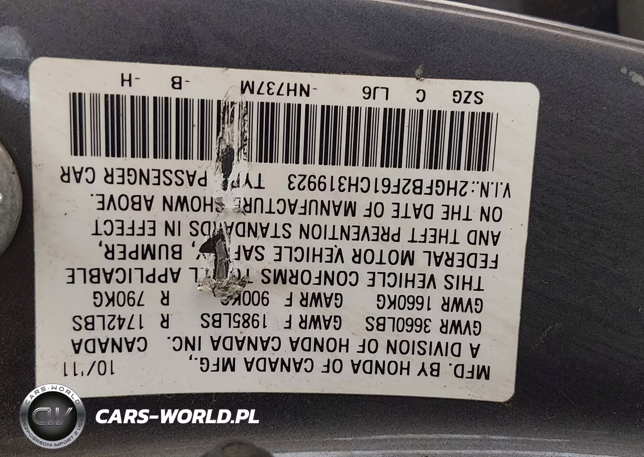 2012 Honda Civic Hf VIN:2HGFB2F61CH319923 - 9