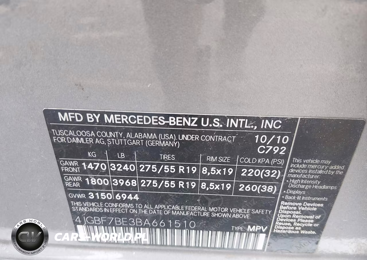 2011 Mercedes-Benz Gl 450 4Matic VIN:4JGBF7BE3BA661510 - 9