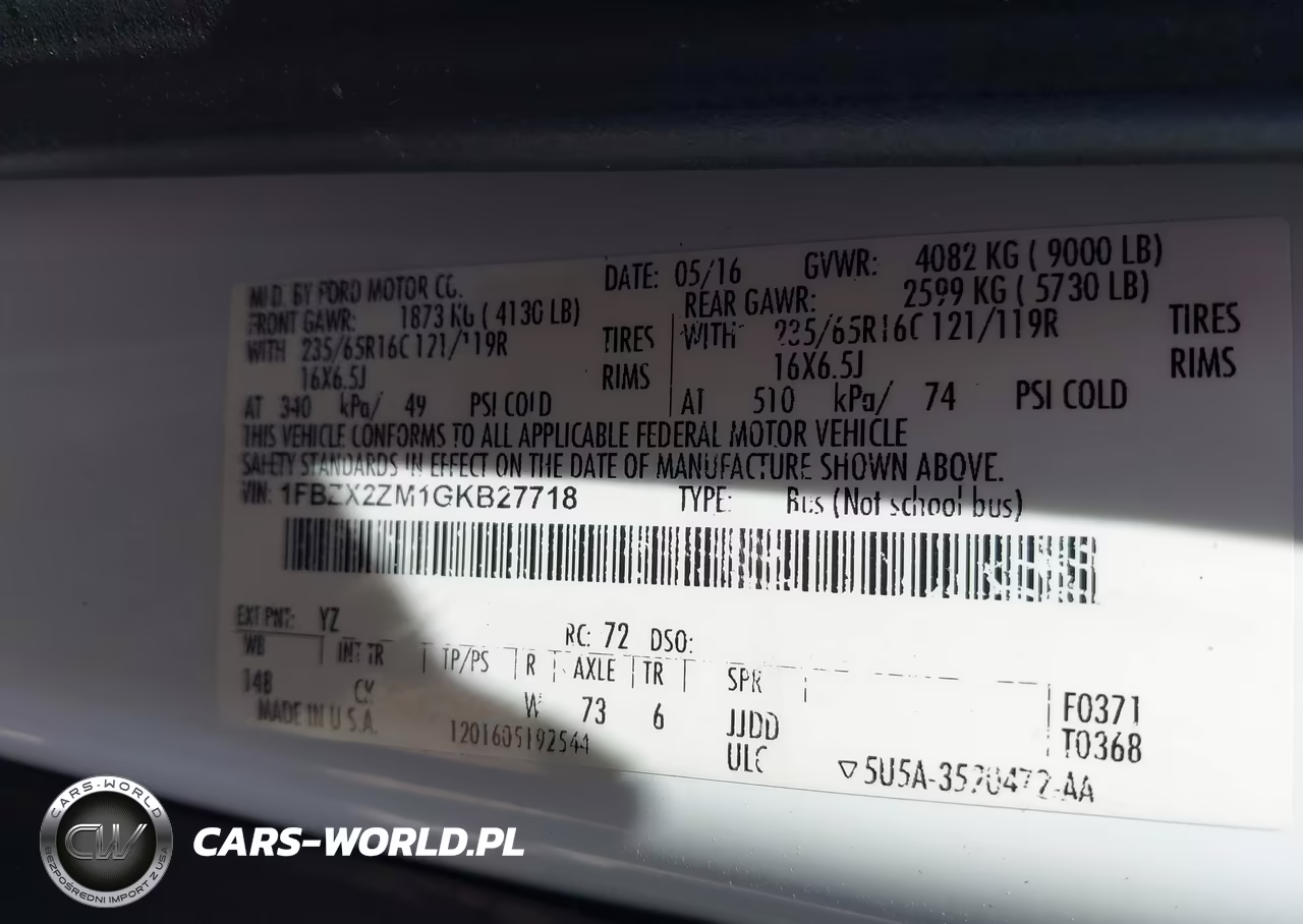 2016 Ford Transit-350 Xlt VIN:1FBZX2ZM1GKB27718 - 9