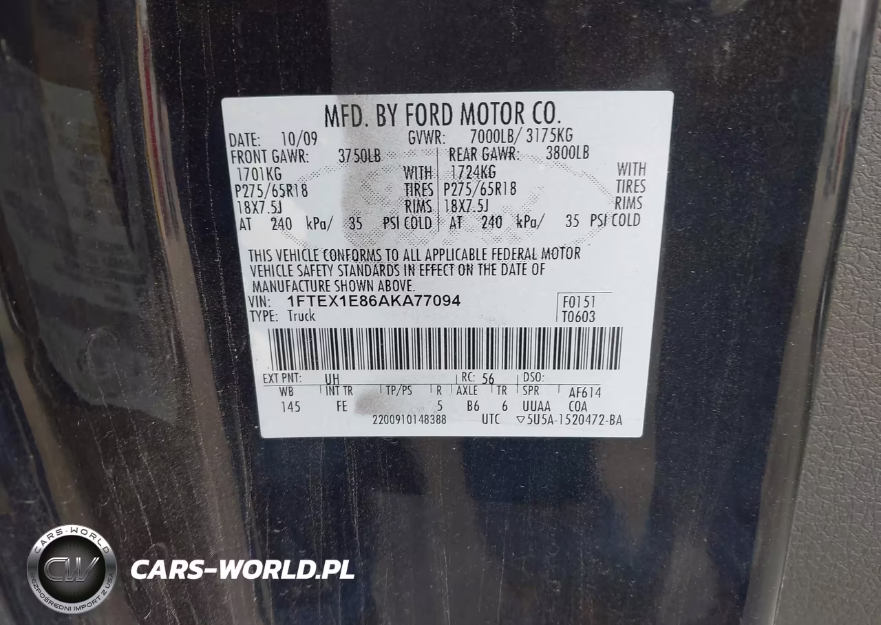 2010 Ford F-150 Stx-Xl-Xlt VIN:1FTEX1E86AKA77094 - 9