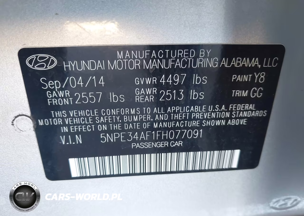 2015 Hyundai Sonata Limited VIN:5NPE34AF1FH077091 - 9