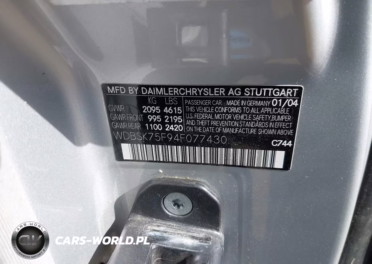 2004 Mercedes-Benz Sl 500 VIN:WDBSK75F94F077430 - 9