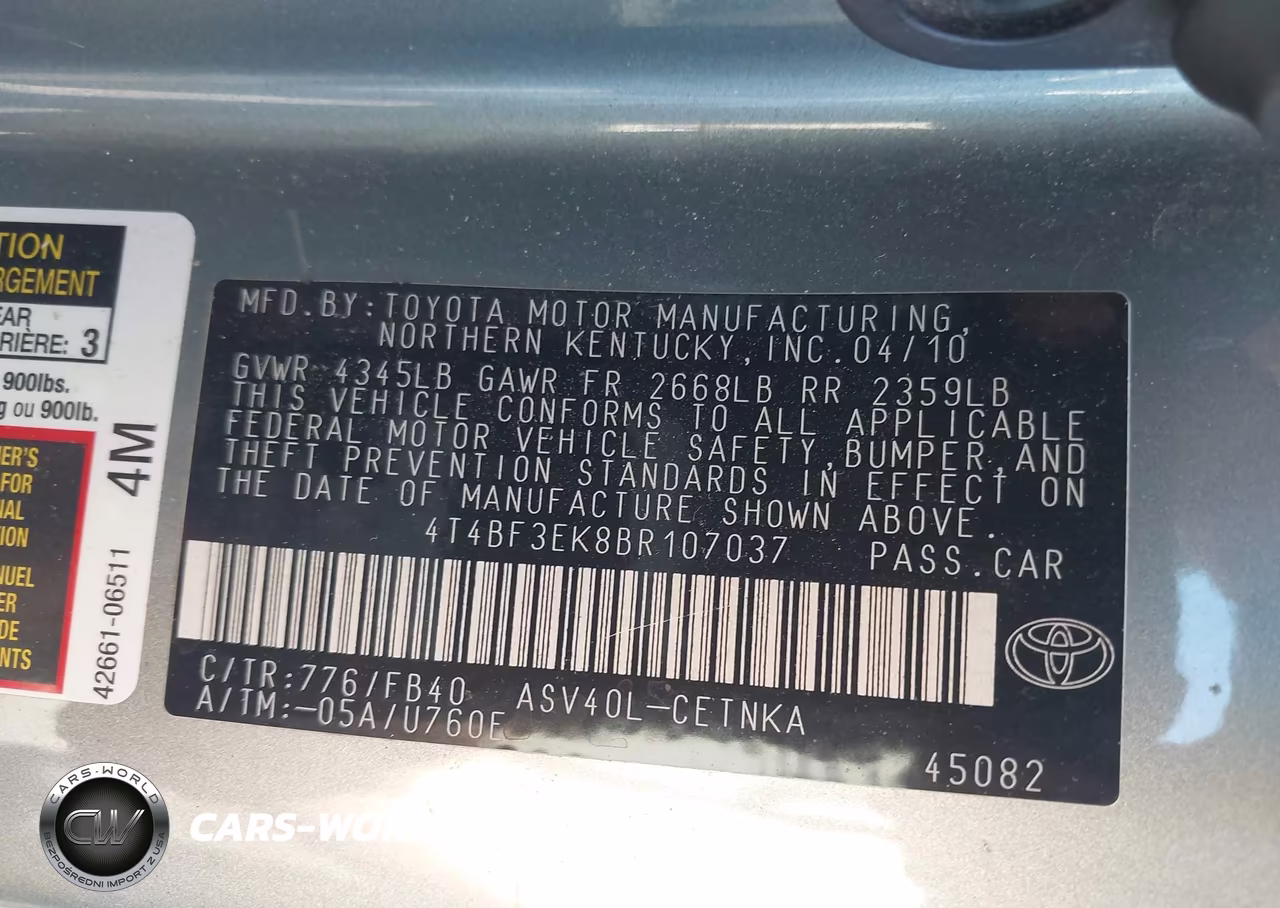 2011 Toyota Camry Le VIN:4T4BF3EK8BR107037 - 9