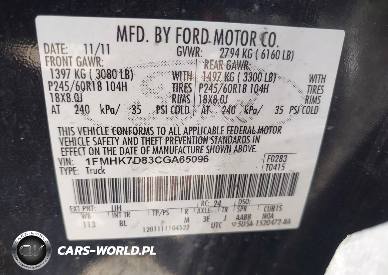 2012 Ford Explorer Xlt VIN:1FMHK7D83CGA65096 - 8