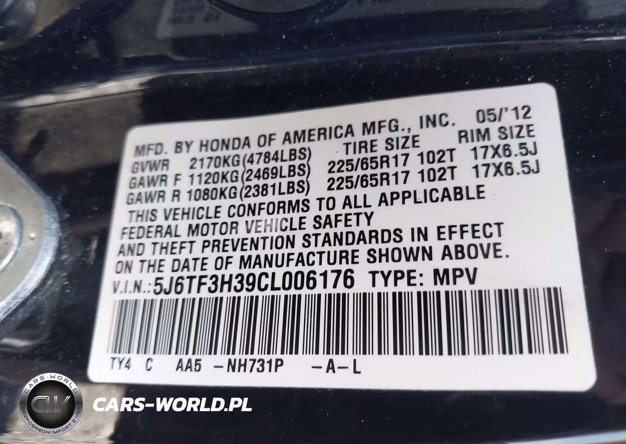 2012 Honda Crosstour 2.4 Ex VIN:5J6TF3H39CL006176 - 9