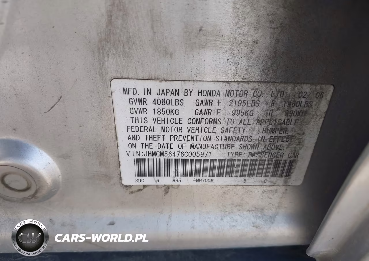 2006 Honda Accord 2.4 Lx VIN:JHMCM56476C005971 - 9